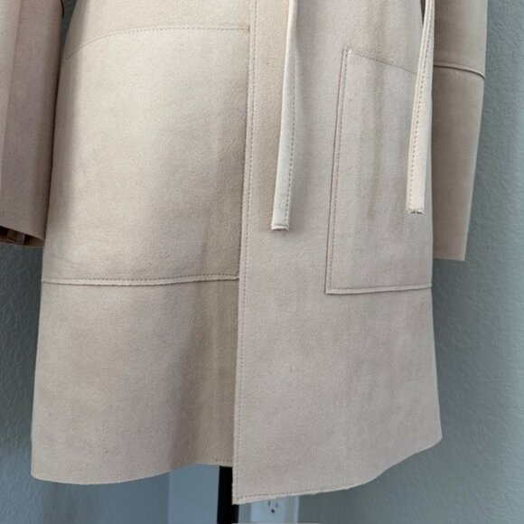 H&M Blush Pink Faux Suede Belted Jacket Coat Sz 6 - Picture 10 of 12